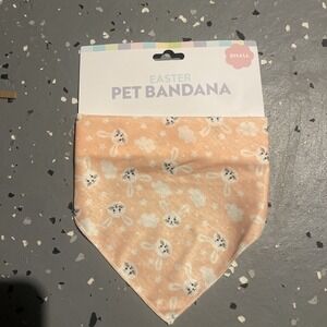 Easter Pet Bandana Small Dog Hippie Style Peach White Bunnies Clouds Adorable